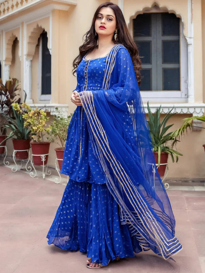 Viyanka Blue Georgette Sharara Set