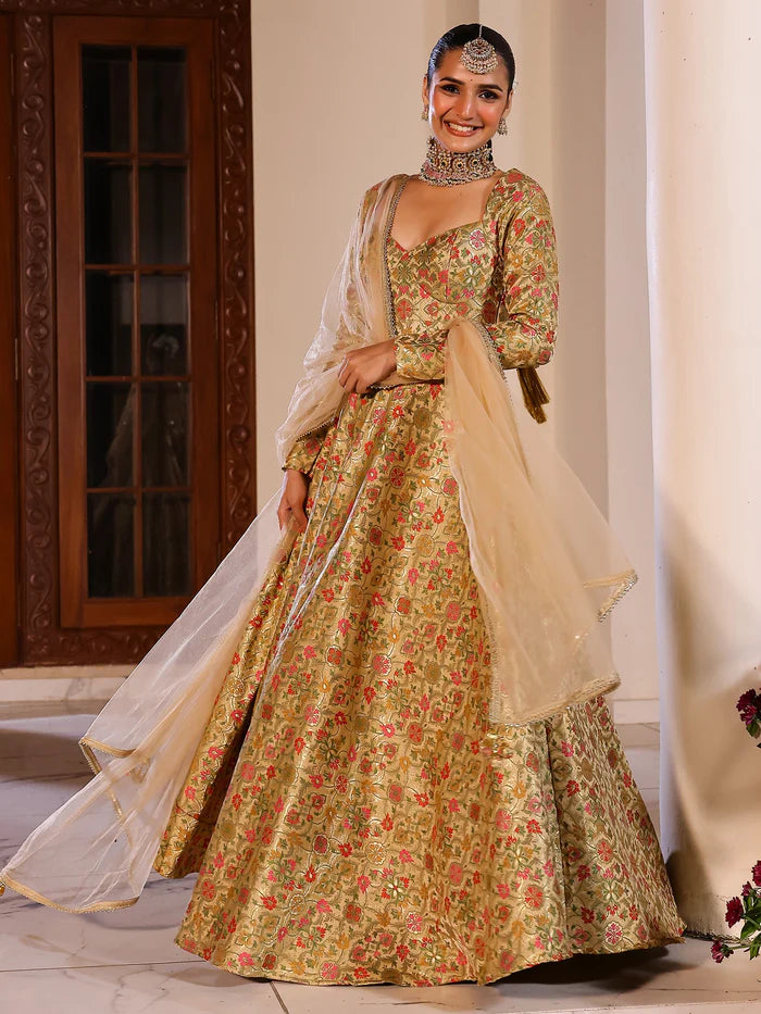 Viyanka Kimkhab Brocade Beige Anarkali