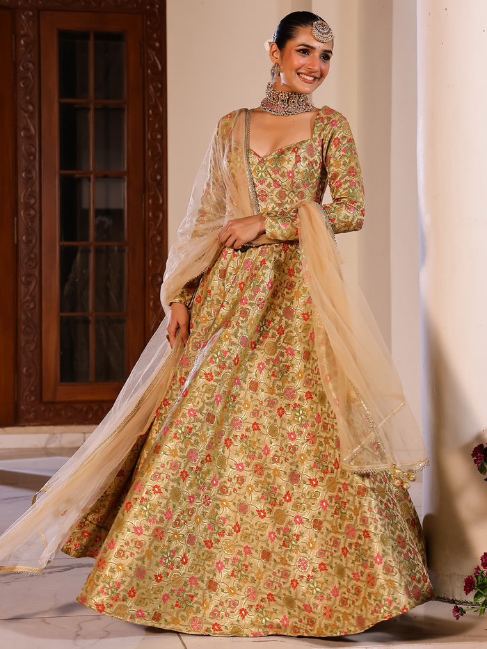 Viyanka Kimkhab Brocade Beige Anarkali