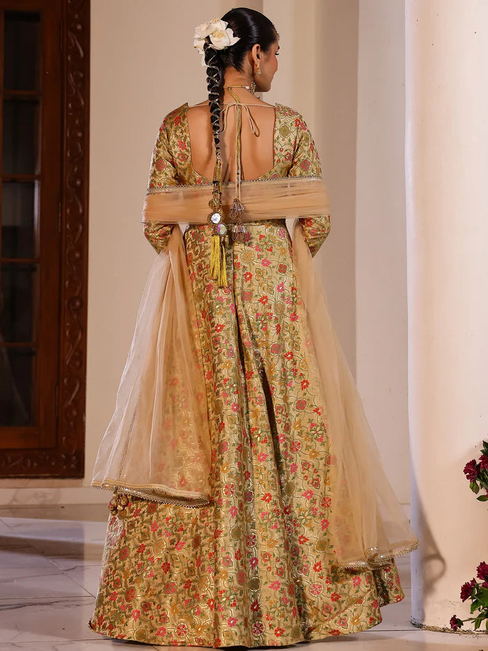 Viyanka Kimkhab Brocade Beige Anarkali