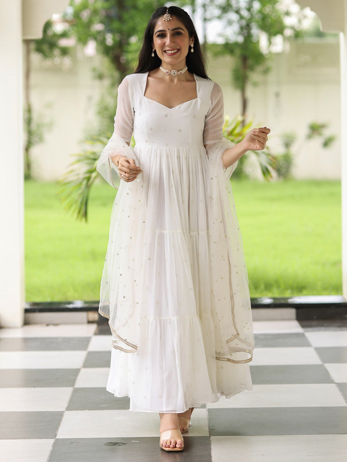 Viyanka Meher White Anarkali