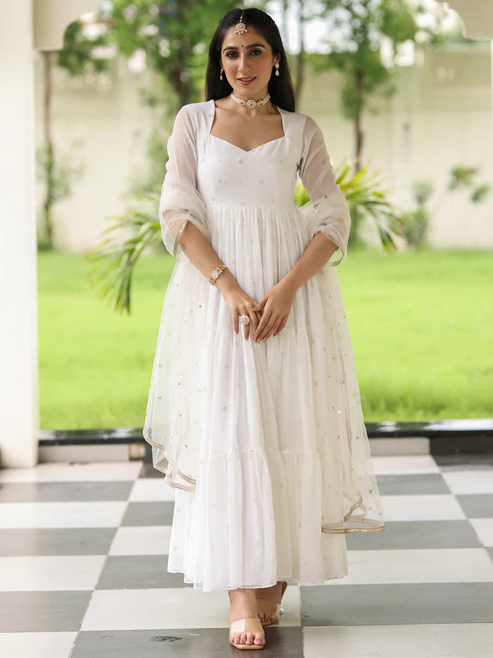 Viyanka Meher White Anarkali