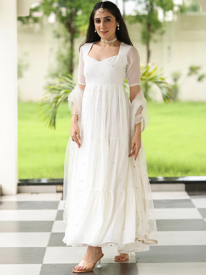 Viyanka Meher White Anarkali
