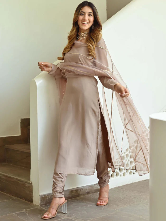Viyanka Beige Silk Kurta Set