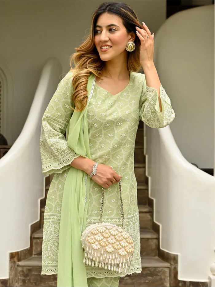 Viyanka Green Embroidered Kurta Set