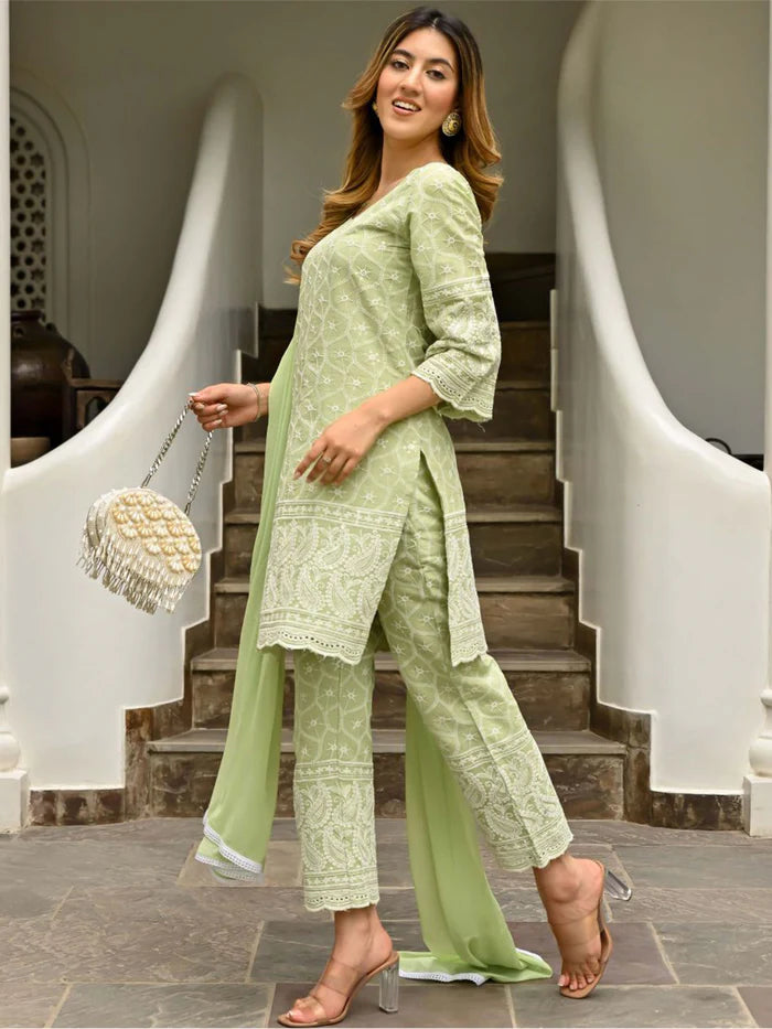 Viyanka Green Embroidered Kurta Set