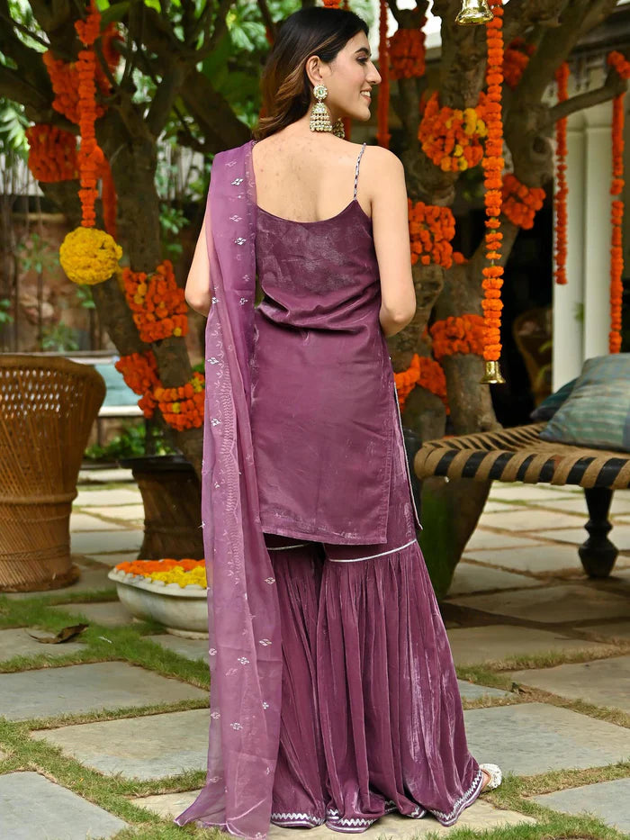 Viyanka Mauve Velvet Sharara Set