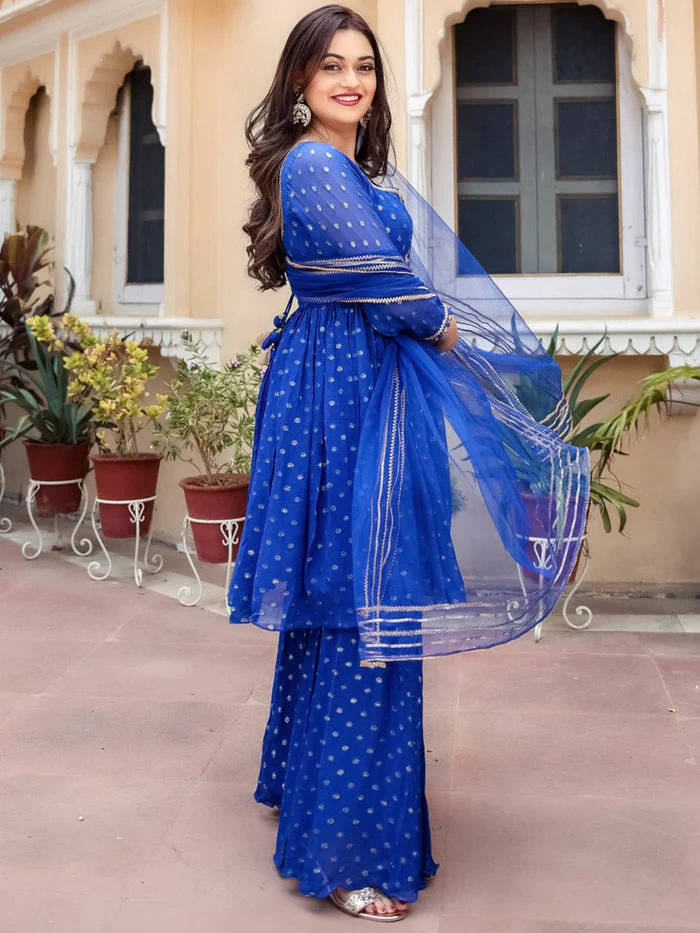 Viyanka Blue Georgette Sharara Set