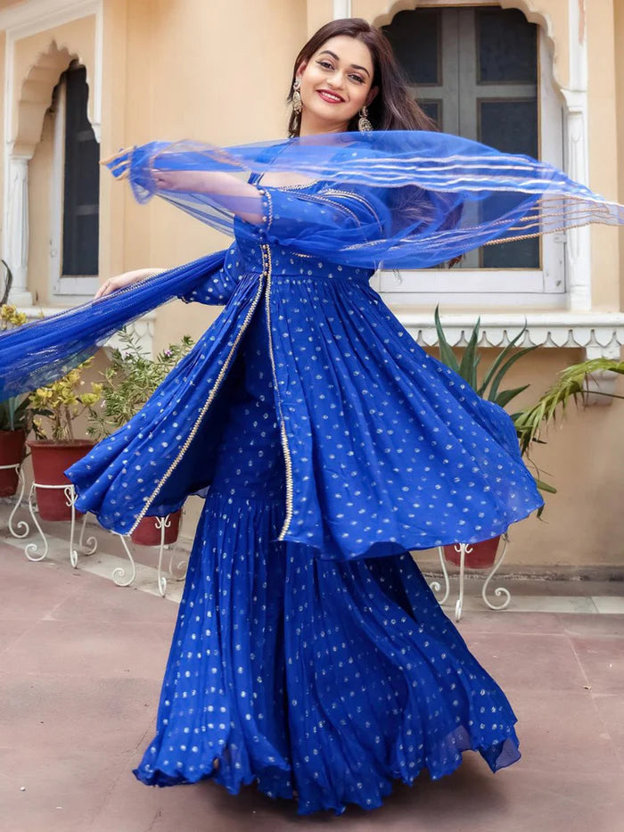 Viyanka Blue Georgette Sharara Set