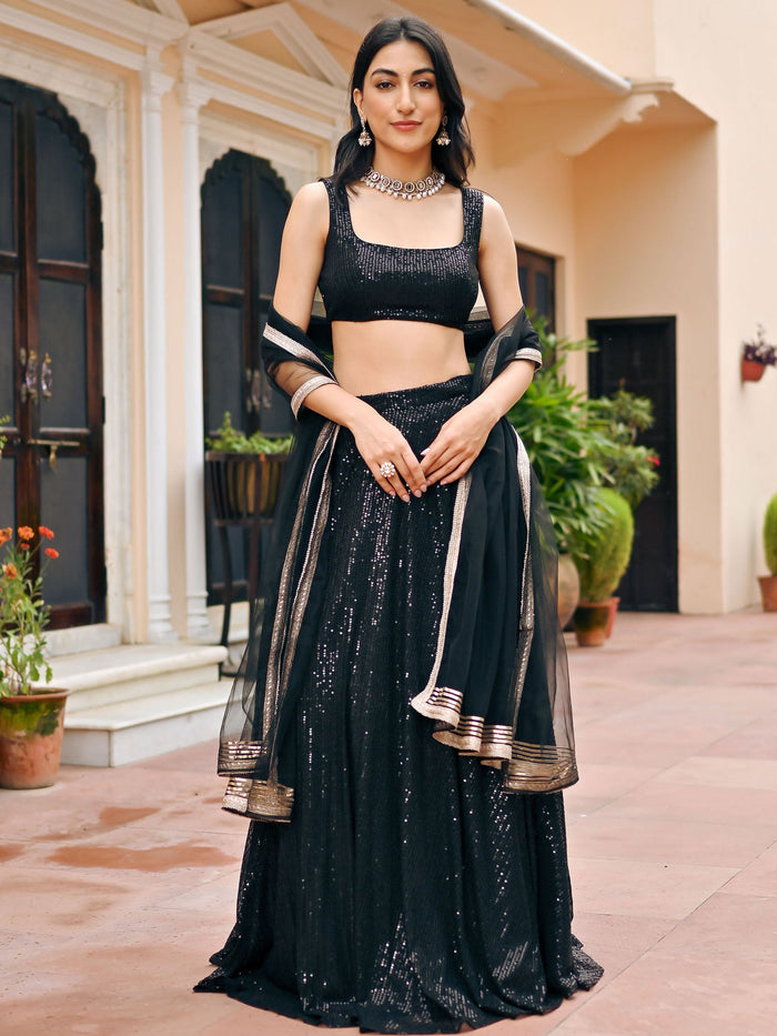 Viyanka Black Sequin Lehenga Set