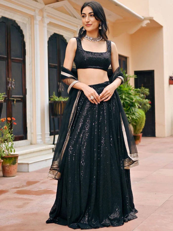 Viyanka Black Sequin Lehenga Set