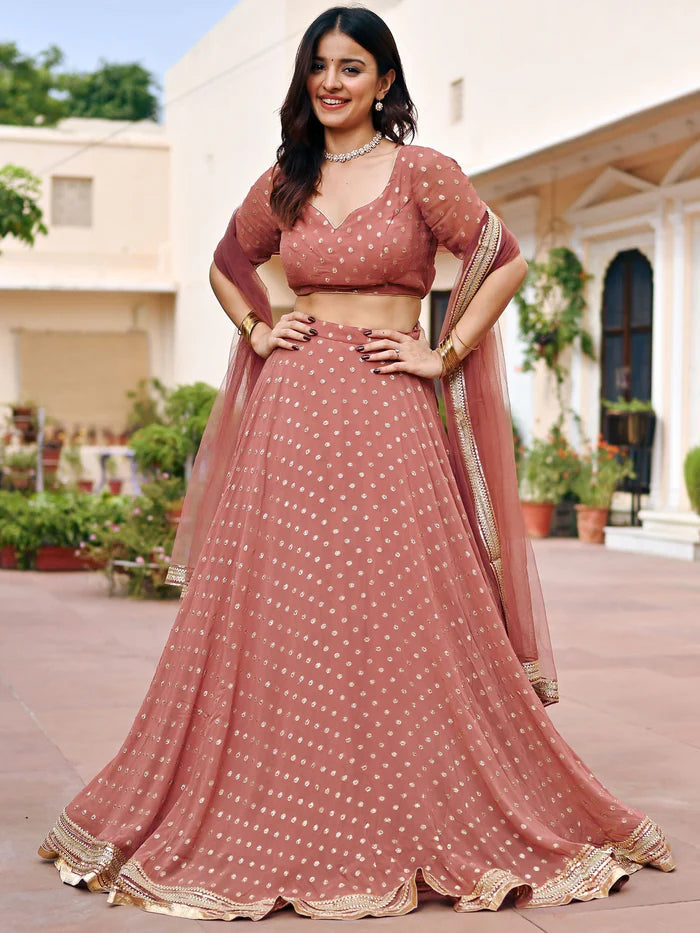 Viyanka Brown Georgette Festive Lehenga Set