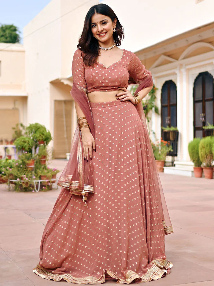 Viyanka Brown Georgette Festive Lehenga Set