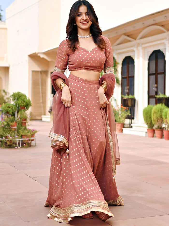 Viyanka Brown Georgette Festive Lehenga Set