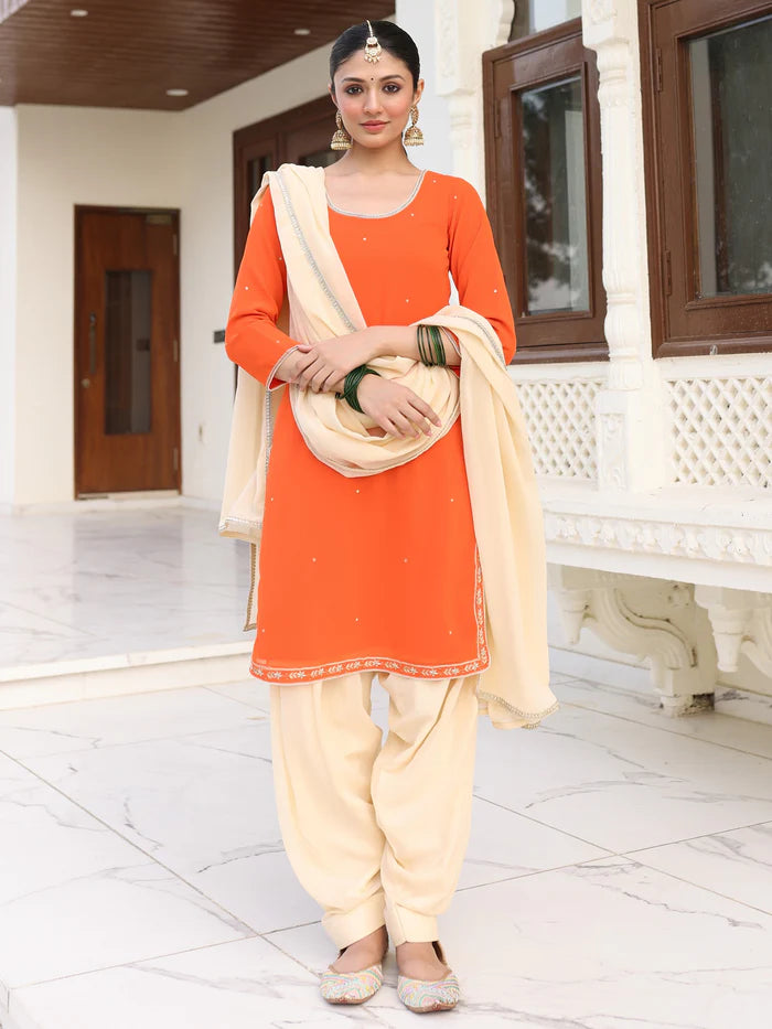 Viyanka Saffron Aura Patiala Ensemble