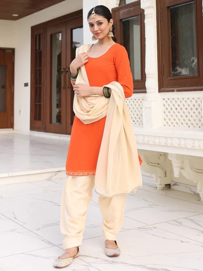 Viyanka Saffron Aura Patiala Ensemble