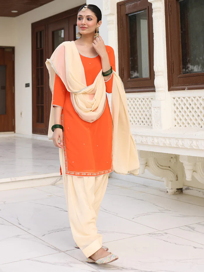Viyanka Saffron Aura Patiala Ensemble